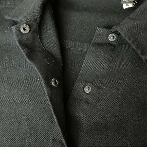 Eileen Fisher Black Twill Denim Jacket Womens S Cropped Shacket Cotton Goth - Picture 7 of 10